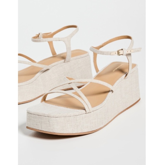 Reformation - Platform Wedge Sandals – Oatmeal Linen (Size 39 / US 8.5) - Picture 2 of 14